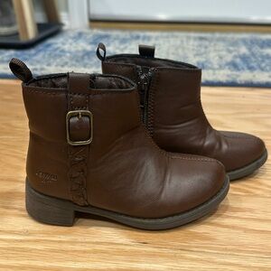 Toddler brown ankle booties with side zipper